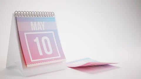 3D Rendering Trendy Colors Calendar on White Background - may 10 Stock Illustration