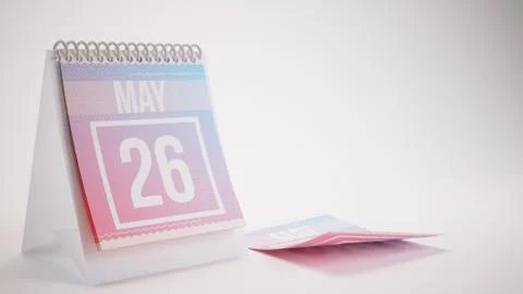 3D Rendering Trendy Colors Calendar on White Background - may 26 스톡 일러스트