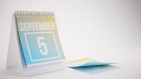 3D Rendering Trendy Colors Calendar on White Background - september 5 Stock Illustration