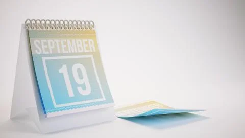 3D Rendering Trendy Colors Calendar on White Background - september 19 Stock Illustration