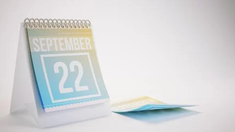 3D Rendering Trendy Colors Calendar on White Background - september 22 Stock Illustration