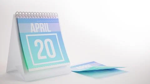 3D Rendering Trendy Colors Calendar on White Background - april 20 Stock Illustration