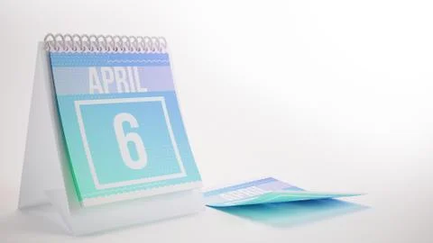 3D Rendering Trendy Colors Calendar on White Background - april 6 스톡 일러스트