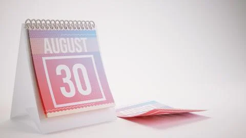 3D Rendering Trendy Colors Calendar on White Background - august 30 Stock Illustration