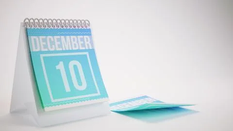 3D Rendering Trendy Colors Calendar on White Background - december 10 Stock Illustration