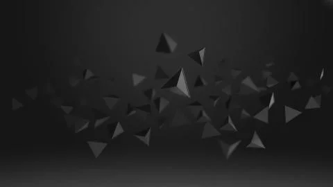 3d rendering of triangle geometric shapes , abstract low key and selected foc Stock Illustration