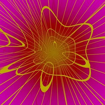 3D rendering of trippy grid pattern in yellow and purple. Psychedelic artwork Stock Illustration