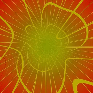 3D rendering of trippy grid pattern in yellow and red. Psychedelic artwork Stock Illustration