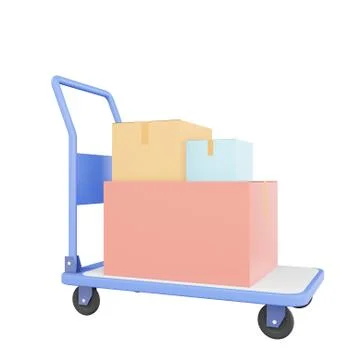 3d rendering of trolley, 3d icons, pastel minimal cartoon style  isolated Stock Illustration