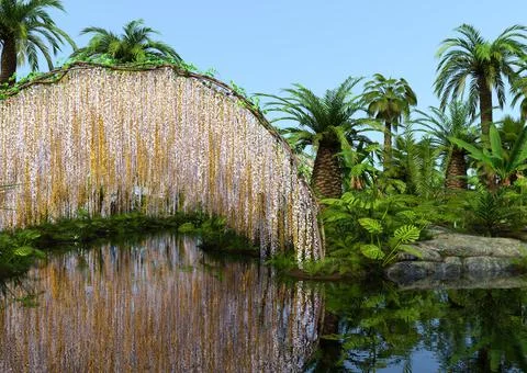 3D Rendering Tropical Landscape Stock Illustration