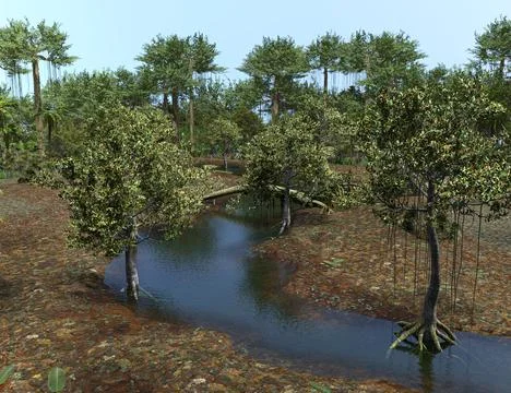 3D Rendering Tropical Rainforest Stock Illustration