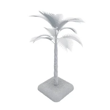 3d rendering. A tropical tree in gray tones in isometric style. Three-dimensi Stock Illustration
