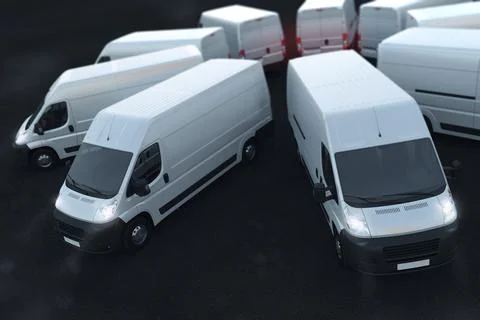 3D Rendering truck fleet Stock Photos