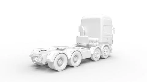 3D rendering of a truck lorry computer model without trailer isolated in white 스톡 일러스트