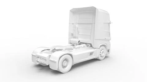 3D rendering of a truck lorry computer model without trailer isolated in white Stock Illustration