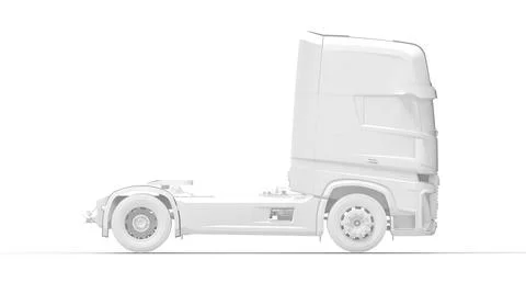 3D rendering of a truck lorry computer model without trailer isolated in white 스톡 일러스트
