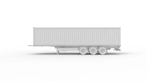 3D rendering of a truck trailer mockup isolated in empty space studio. Stock Illustration