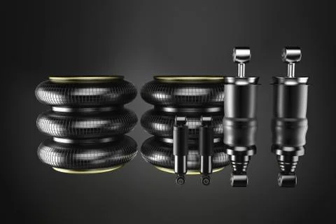 3D rendering. Trucks Cabin Shock Absorber and air spring, New auto parts, spare Stock Photos