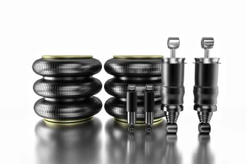 3D rendering. Trucks Cabin Shock Absorber and air spring, New auto parts, spare Stock Photos