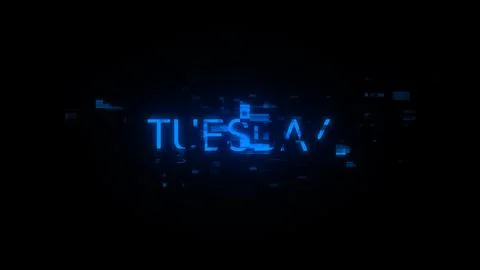 3D rendering Tuesday text with screen effects of technological glitches 스톡 일러스트