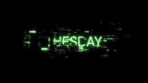 3D rendering Tuesday text with screen effects of technological glitches Stock Illustration