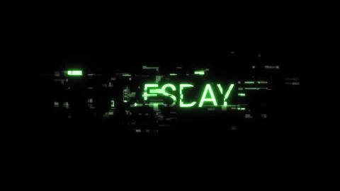 3D rendering Tuesday text with screen effects of technological glitches Stock Illustration