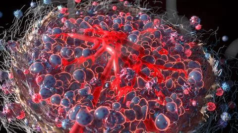 3D Rendering of Tumor Microenvironment Stock Illustration