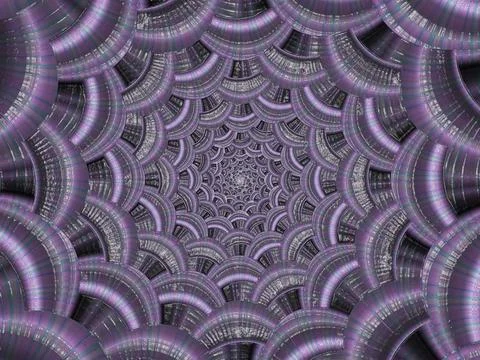 3D rendering of a tunnel with layers of seashells arranged on each other Stock Illustration