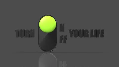 3d rendering of turn on/off you life icon Stock Illustration