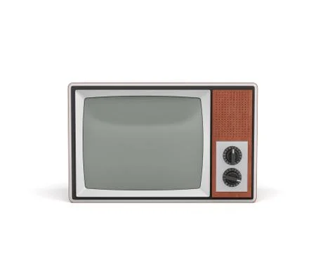3d rendering of a turned-off retro TV with a big screen and two rotary switches. Stock-Illustration