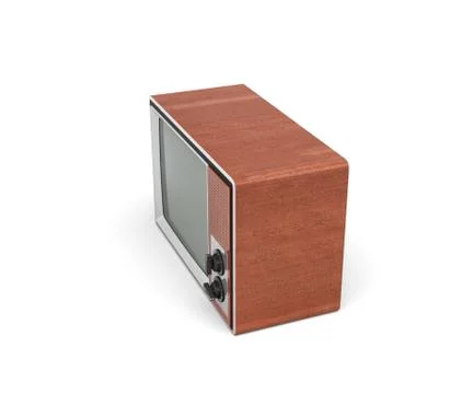 3d rendering of a turned-off retro TV with a big screen and two rotary switches. Stock Illustration