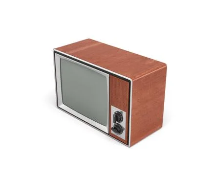 3d rendering of a turned-off retro TV with a big screen and two rotary switches. Stock Illustration