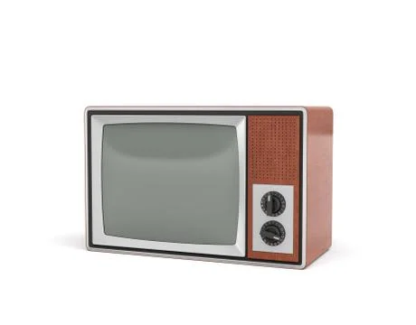 3d rendering of a turned-off retro TV with a big screen and two rotary switches. Illustration