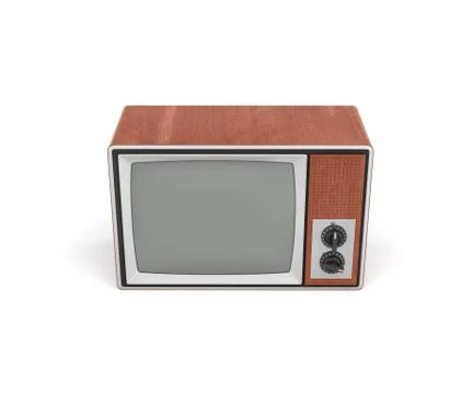 3d rendering of a turned-off retro TV with a big screen and two rotary switches. Stock Illustration