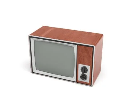 3d rendering of a turned-off retro TV with a big screen and two rotary switches. Ilustración de archivo