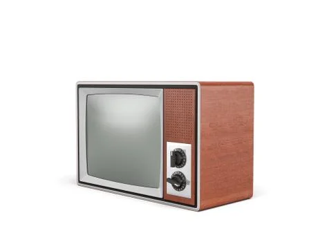 3d rendering of a turned-off retro TV with a big screen and two rotary switches. Stock Illustration