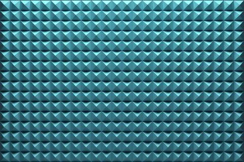 3D rendering of turquoise acoustic foam panel background Stock Illustration