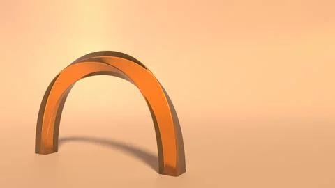 3d rendering of a twisted glass arch with orange background 스톡 일러스트