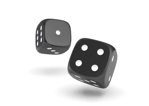 3d rendering of two black dice hanging on a white background Ilustración de archivo