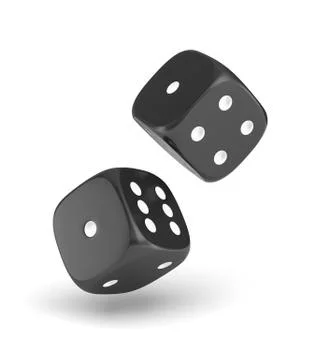 3d rendering of two black dice hanging on a white background Illustration