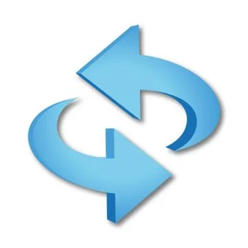 3D rendering of two blue rotating arrows isolated on a white background Stock Illustration