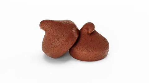 3d rendering of two chocolate chips together on a white background Stock Illustration