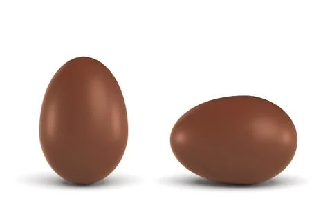 3d rendering of two chocolate eggs in a horizontal and a vertical view. Stock Illustration