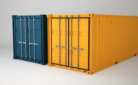 3d rendering of two color container cargo on white background Stock Illustration