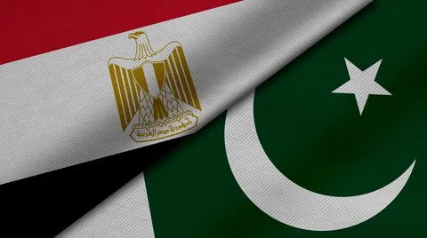 3D Rendering of two flags from Arab Republic of Egypt and Republic of pakista Illustrazione stock