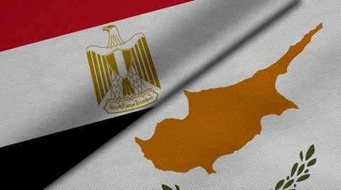 3D Rendering of two flags from Arab Republic of Egypt and Republic of Cyprus  Illustrazione stock