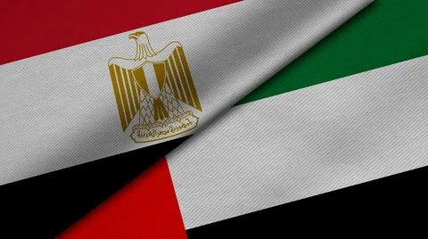 3D Rendering of two flags from Arab Republic of Egypt and United Arab Emirate Stock Illustration