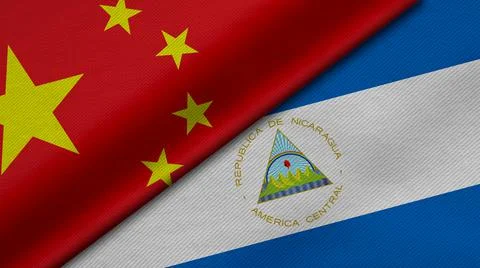 3D Rendering of two flags from China and Republic of Nicaragua together with  Stock Illustration