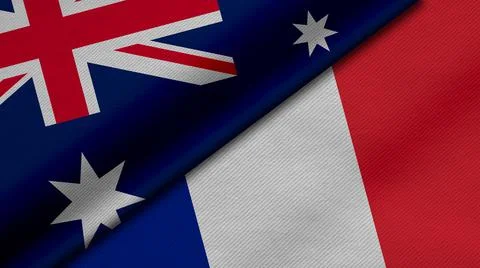 3D Rendering of two flags from Commonwealth of Australia and French Republic  Stock Illustration