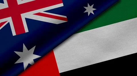 3D Rendering of two flags from Commonwealth of Australia and United Arab Emir Stock Illustration